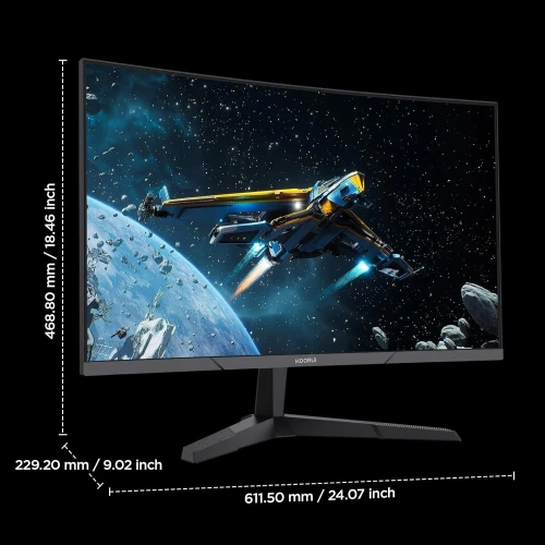 KOORUI 27" Curved Gaming Monitor QHD – 180Hz, 1ms, 1500R, Adaptive Sync, 90% DCI-P3